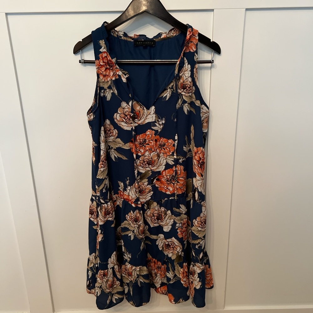 Sanctuary Floral Mini Dress - Navy and Coral